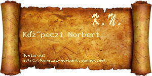 Köpeczi Norbert névjegykártya